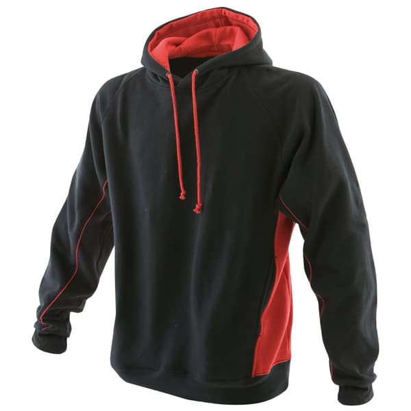 Finden & Hales Mens Pull Over Hooded Sweatshirt / Hoodie Black/Red S