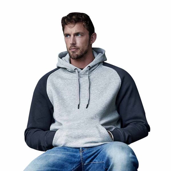 Tee Jays Sweatshirt med hætte med tofarvet hætte til mænd