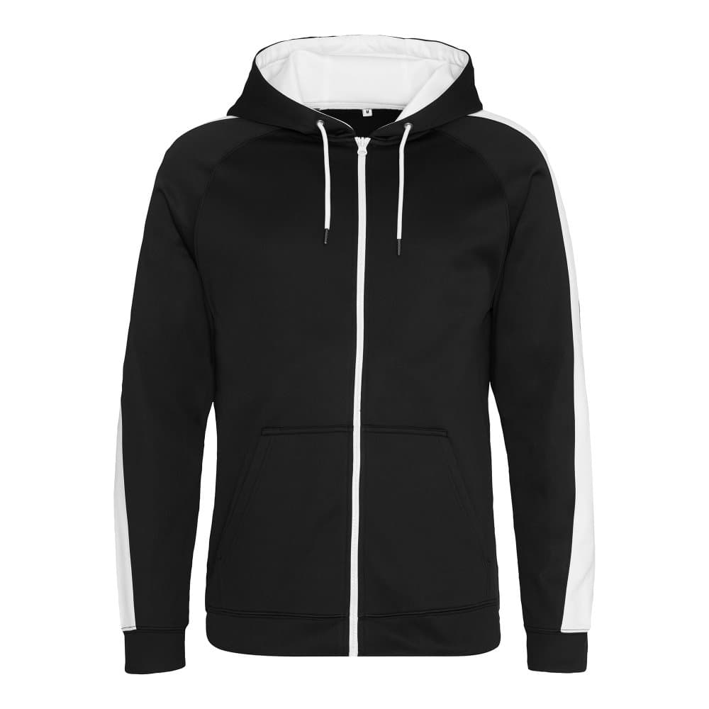 AWDis Just Hoods Mens Contrast Sports Polyester Full Zip Hoodie med kontrastfärgning