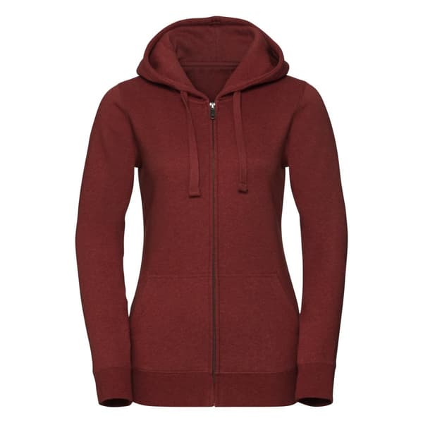 Russell Womens/Ladies Authentic Zipped Hoodie Burgundy Melange XS