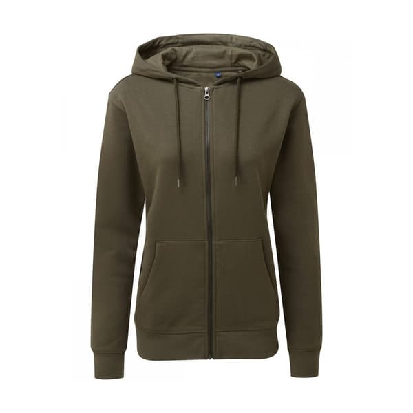 Asquith & Fox Kvinnor/Damer Zip-Through Organic Hoodie Olive 14 UK