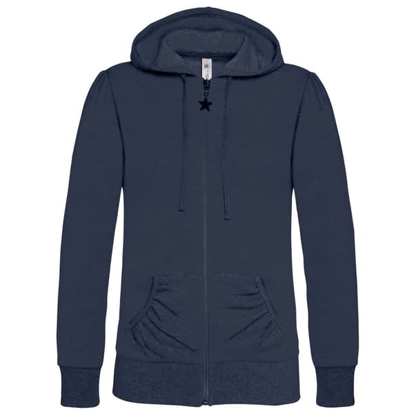 B&C Wonder Women Full Zip Hooded Sweatshirt / Hoodie med hel dragkedja Navy Blue XS