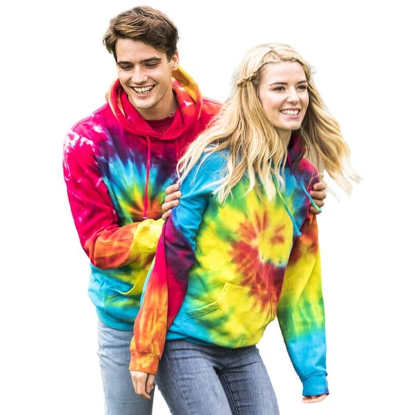 Colortone Unisex Rainbow Tie Dye Pullover Hoodie