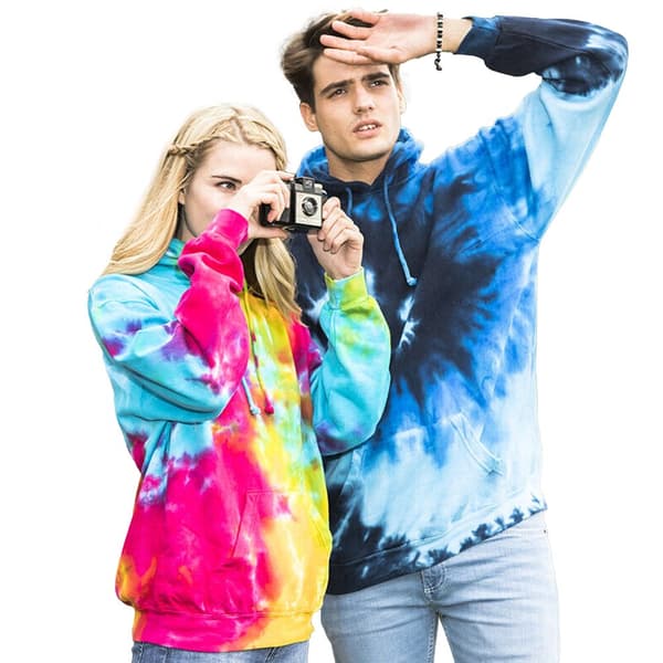 Colortone Unisex Rainbow Tie Dye Pullover Hoodie