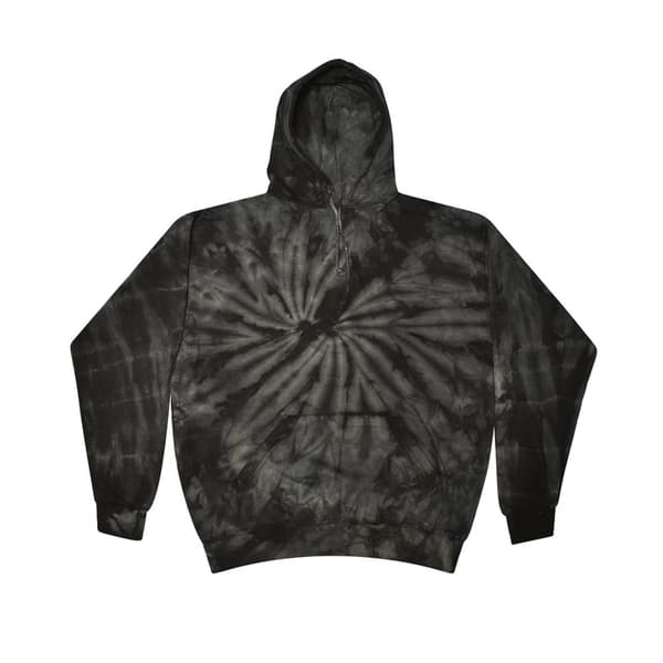 Colortone Unisex Rainbow Tie Dye Pullover Hoodie Black/White XL