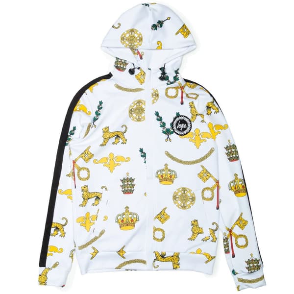 Hype Royal Crest Track Zip Up Hoodie för män White/Gold S