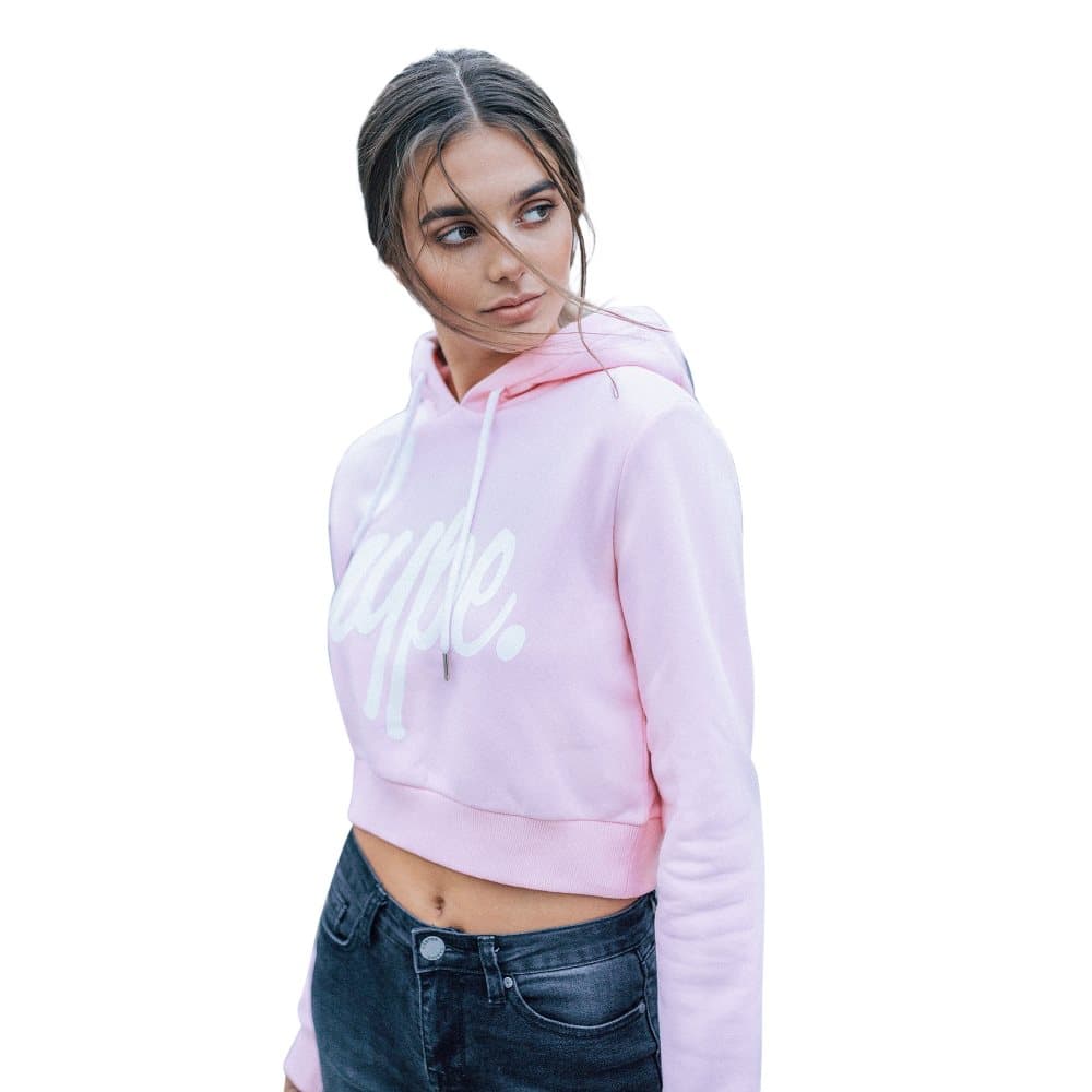 Hype Womens/Ladies Script Lightweight Crop Hoodie