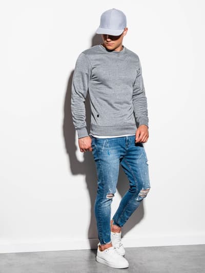Men's plain sweatshirt B978 - grey melange