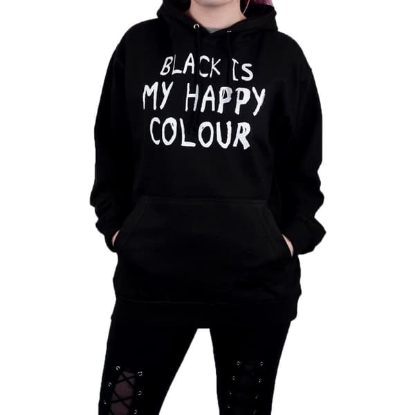 Grindstore Mens Black Is My Happy Colour Hoodie