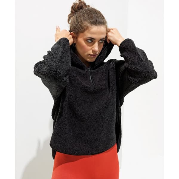 TriDri Kvinnor/Damer Sherpa Fleece Quarter Zip Hoodie med dragkedja