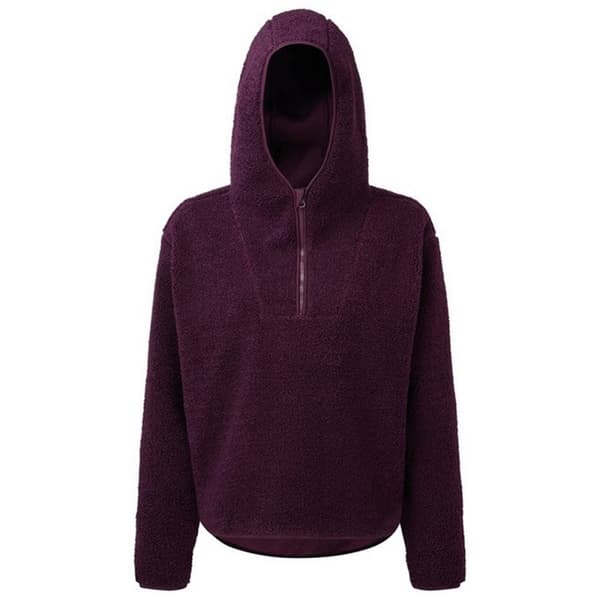TriDri Kvinnor/Damer Sherpa Fleece Quarter Zip Hoodie med dragkedja Mulberry Red XS