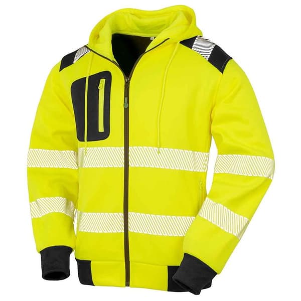 Result Genuine Recycled Unisex hættetrøje med lynlås til voksne med robust sikkerhed Fluorescent Yellow XXL