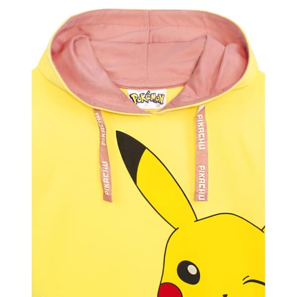 Pokemon Girls Pikachu Face Drawstring Hoodie