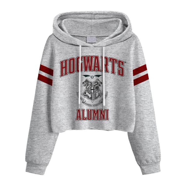 Harry Potter Womens/Ladies Hogwarts Alumni Crop Hoodie Grey Heather XL