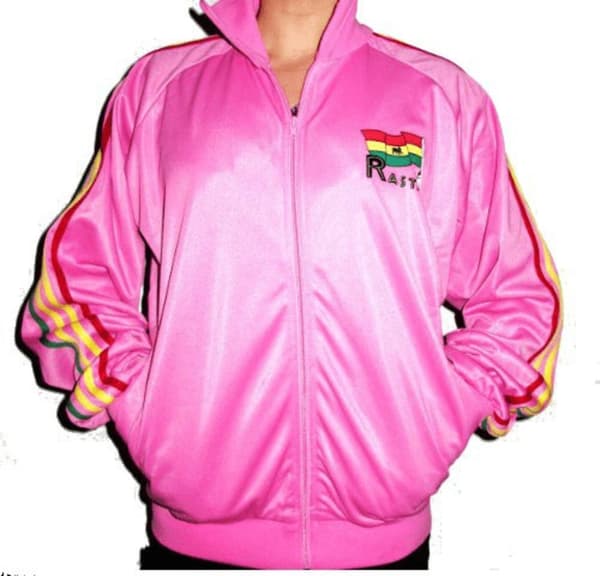 Rasta genser Glidelås - Rosa med Rasta print Rosa L
