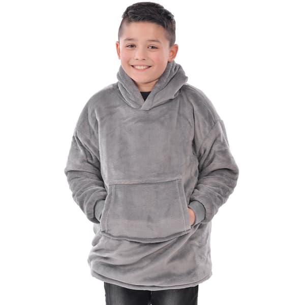 Ribbon Childrens/Kids Sherpa Reversible Oversized Hoodie Grey One Size
