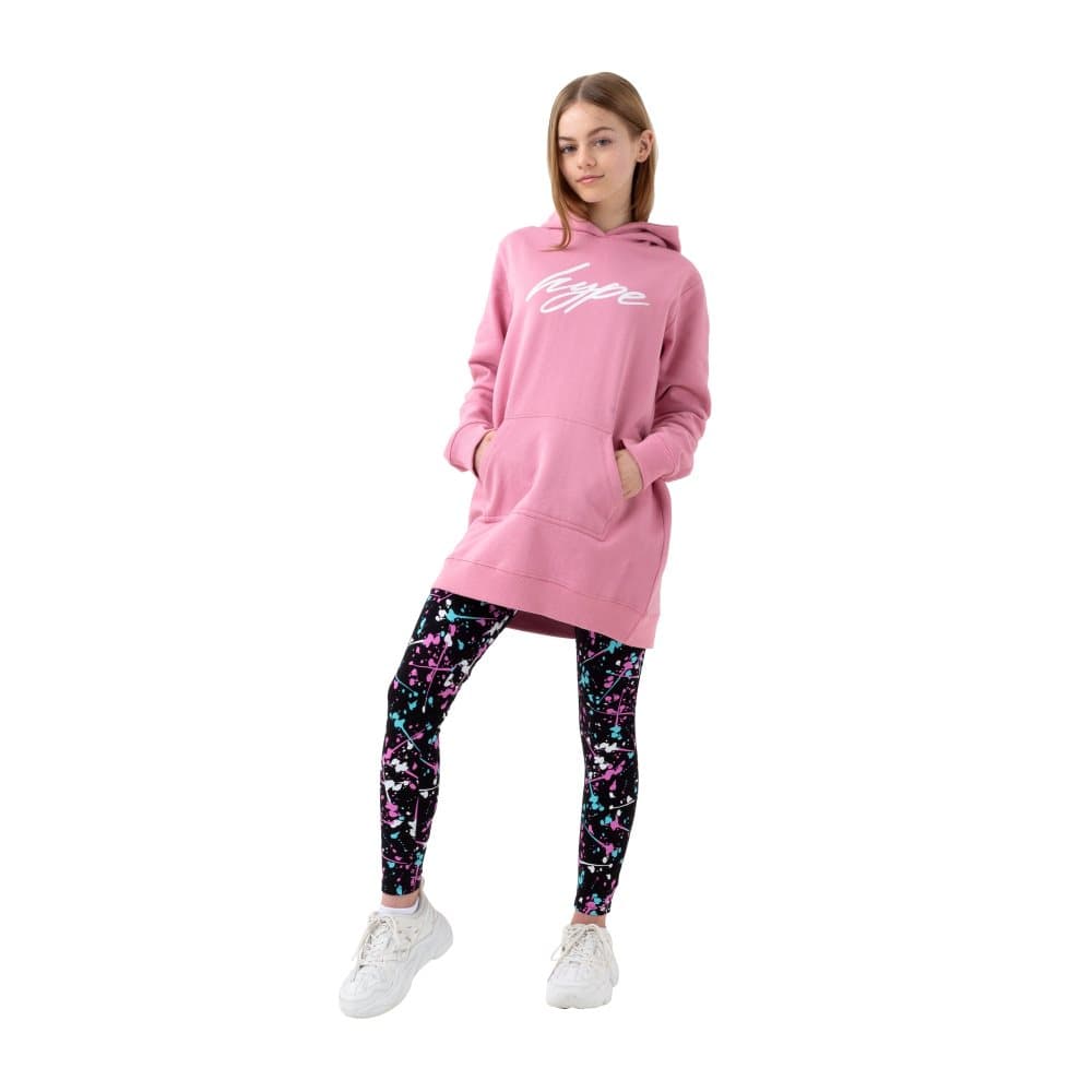 Hype Girls Paint Splatter Longline Hoodie och Leggings Set