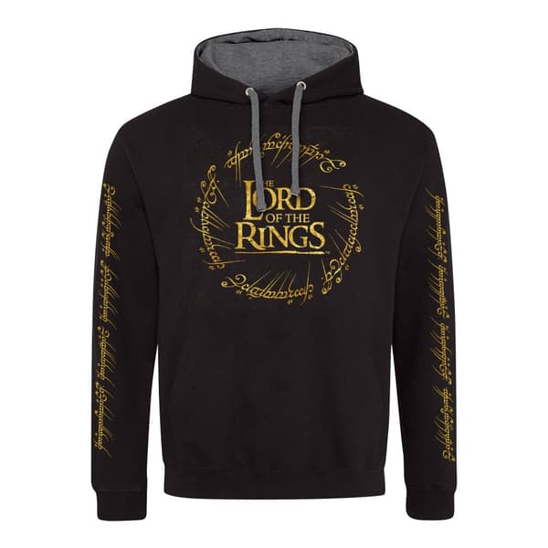 Lord Of The Rings Unisex Adult Gold Foil Hoodie Black XXL