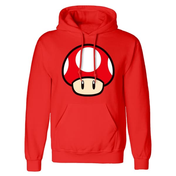 Super Mario Unisex vuxen Power Up Mushroom Hoodie Red/Black/White S