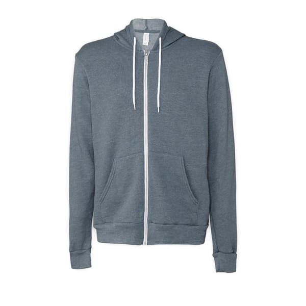 Bella + Canvas Unisex Fleece hættetrøje med lynlås til voksne
