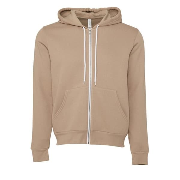 Bella + Canvas Unisex Fleece hættetrøje med lynlås til voksne