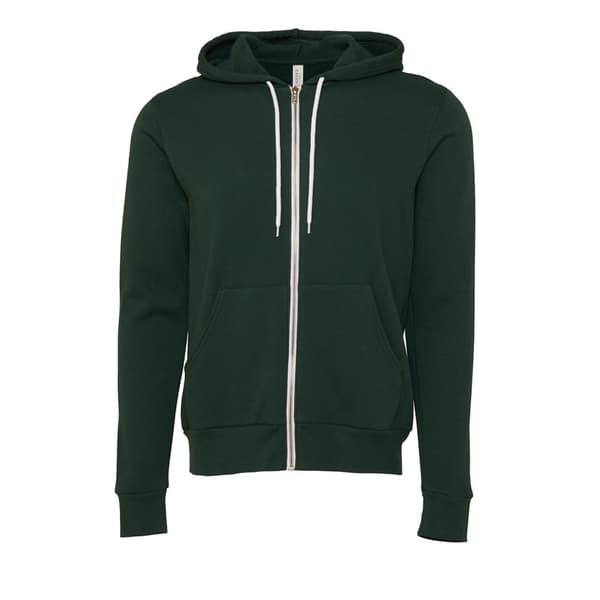 Bella + Canvas Unisex Fleece hættetrøje med lynlås til voksne