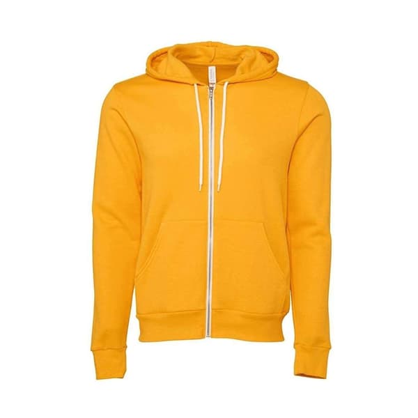 Bella + Canvas Unisex Fleece hættetrøje med lynlås til voksne
