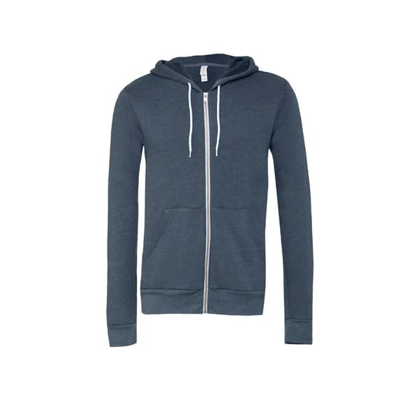 Bella + Canvas Unisex Fleece hættetrøje med lynlås til voksne