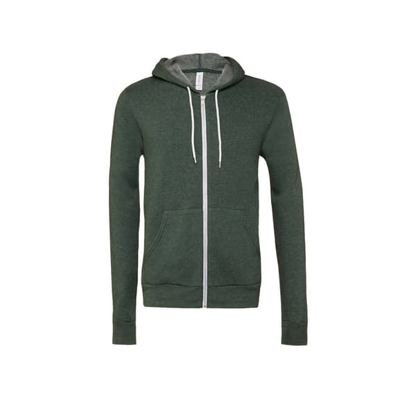 Bella + Canvas Unisex Fleece hættetrøje med lynlås til voksne