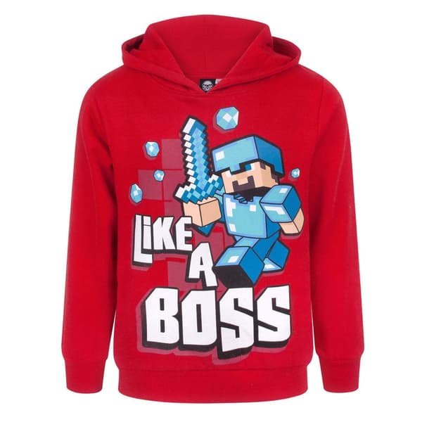 Minecraft Boys Like A Boss hættetrøje Red/Blue/White 5-6 Years