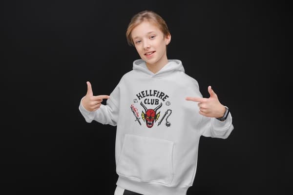 Hellfire Ask Hoodie huvtröja t-shirt Stranger things