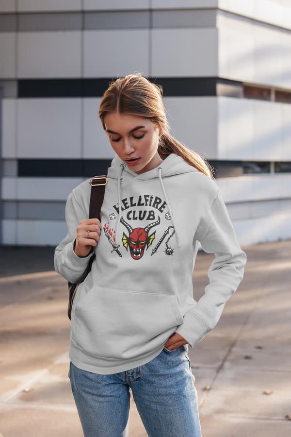 Hellfire Ask Hoodie huvtröja t-shirt Stranger things