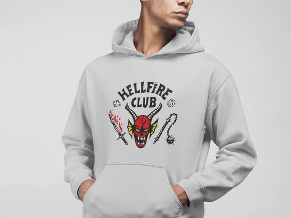 Hellfire Ask Hoodie huvtröja t-shirt Stranger things