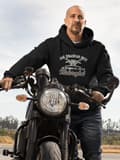 Miniatyrbild 4 av 4: Svart huvtröja med motorcykel design.  Jag snarkar inte