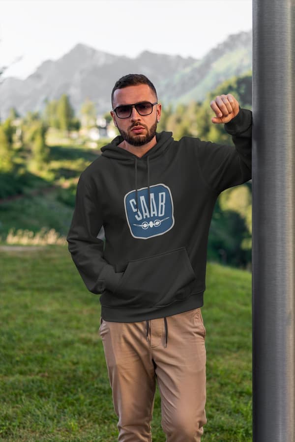 SAAB klassisk design huvtröja hoodie