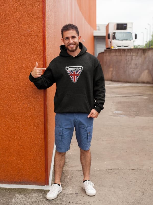Triumph klassisk motorcykel logga huvtröja hoodie