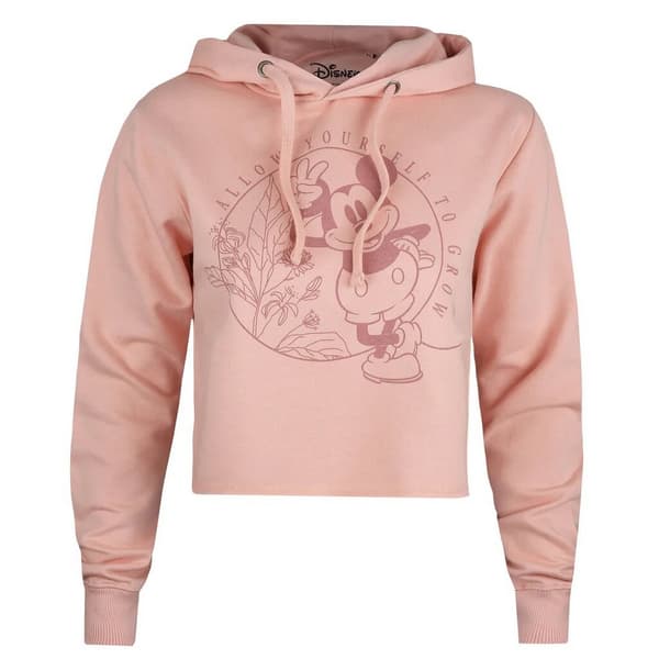Disney Womens/Ladies Allow Yourself To Grow Mickey Mouse Crop Hoodie Dusky Pink XL