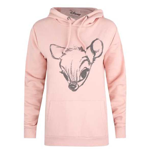 Bambi Kvinnor/Damer Face Pullover Hoodie Dusky Pink XL