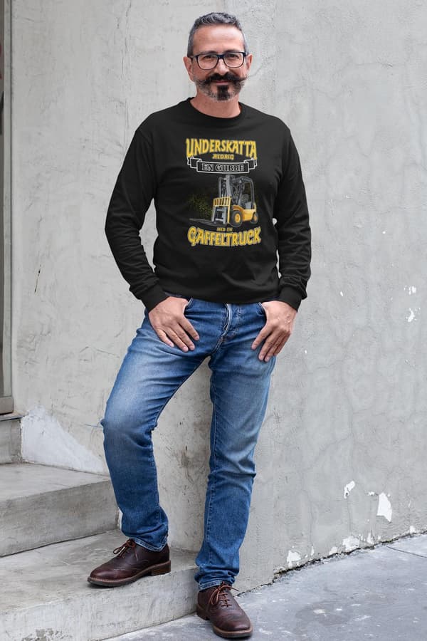 Splash gaffeltruck Sweatshirt - Underskatta aldrig gubbe svart