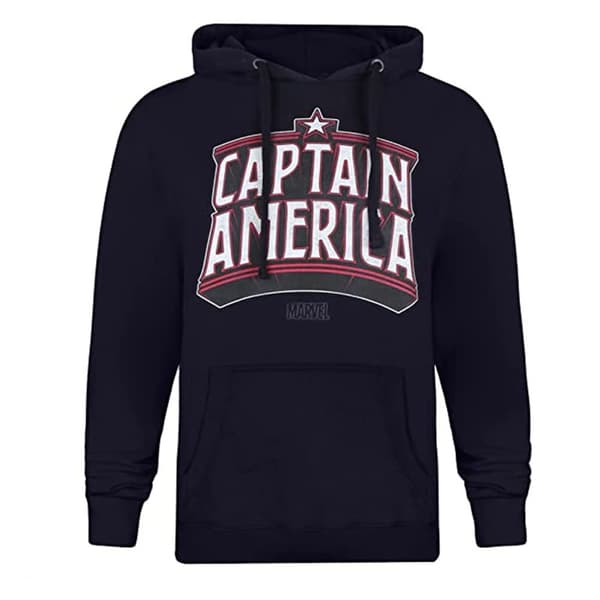 Captain America Arch Hoodie för män Navy/White XL