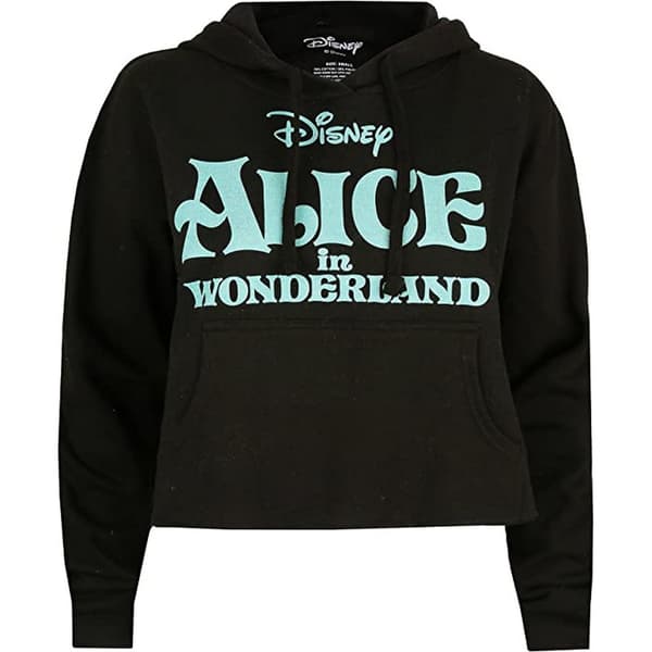 Alice In Wonderland Dame/Ladies Logo Crop Hoodie Black/Green S