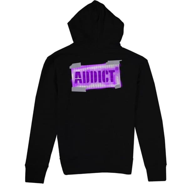 Addict Mens Graffiti Logo Full Zip Hoodie Black M