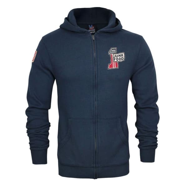 Junk Food Mens American 1 Flag Full Zip Hoodie Navy S