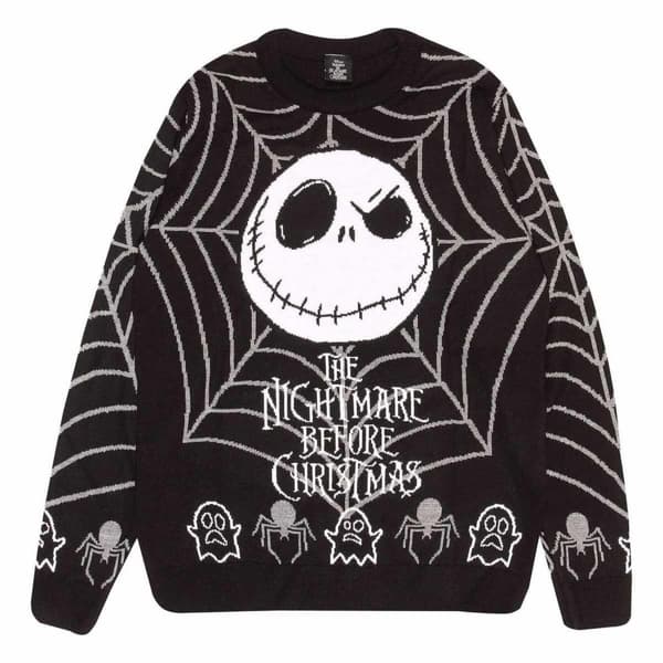 Nightmare Before Christmas Unisex Jack Skellington Spider Web-strikket trøje til voksne