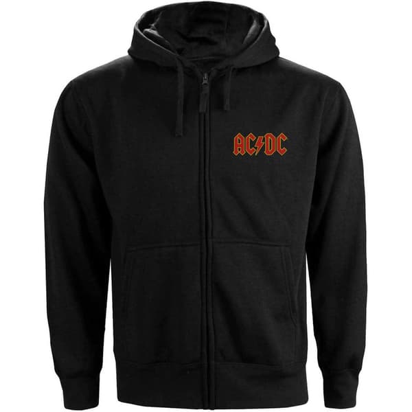 AC/DC Kvinnor/Damer med logotyp med baksidesteckning och dragkedja med hel dragkedja