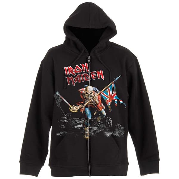 Iron Maiden Unisex Adult Scuffed Trooper Back Print Full Zip Hoodie Black M