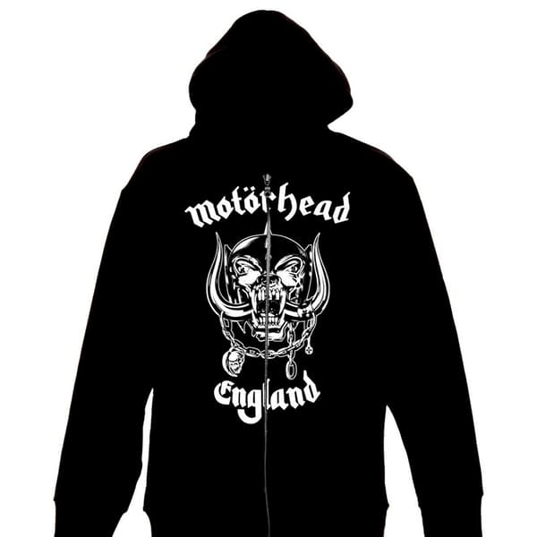 Motorhead Unisex Adult England Back Print Full Zip Hoodie Black S