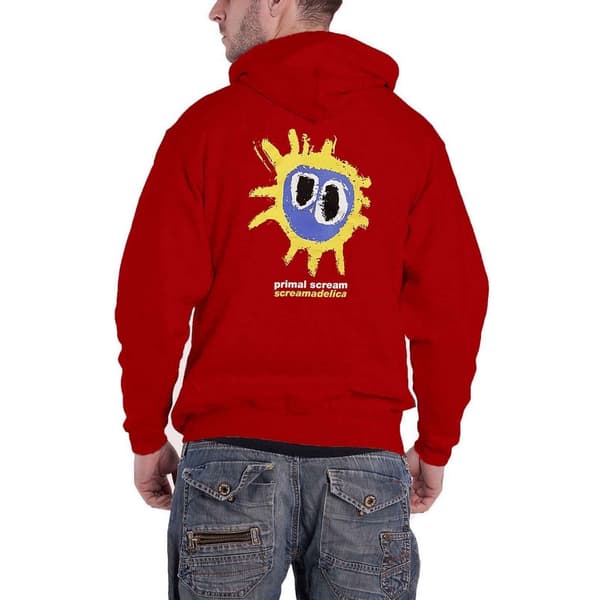 Primal Scream Unisex Screamadelica-hættetrøje med lynlås til voksne med Screamadelica-ryg