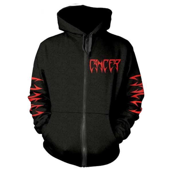 Cancer Unisex hættetrøje med lynlås til voksne med fuld lynlås til Death Shall Rise Black S