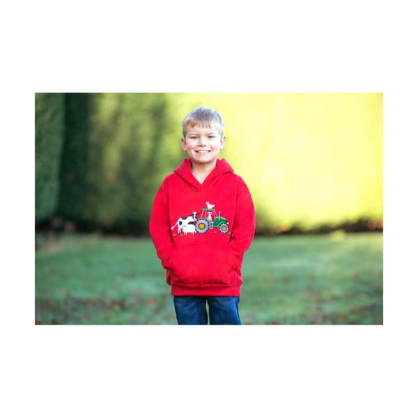 British Country Collection Childrens/Kids Farm Hoodie Red 7-8 Years